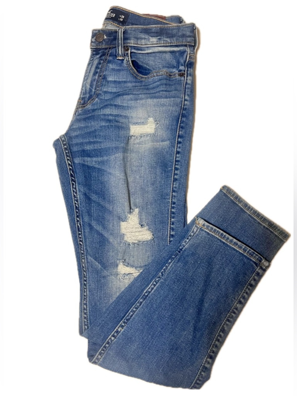 Hollister Vintage Medium Blue Skinny Jeans with Contrast Stitching